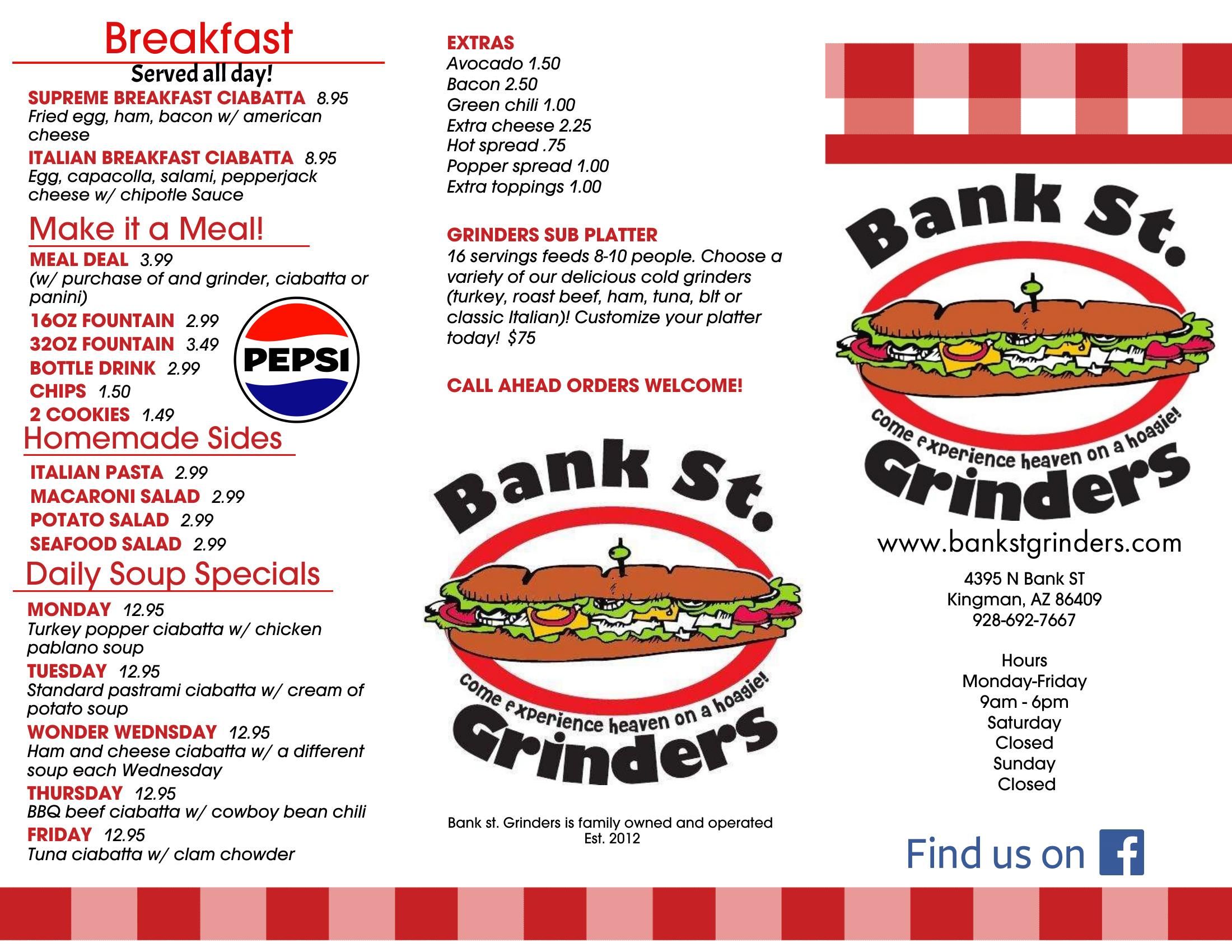 Bank St. Grinders Menu - Page 2